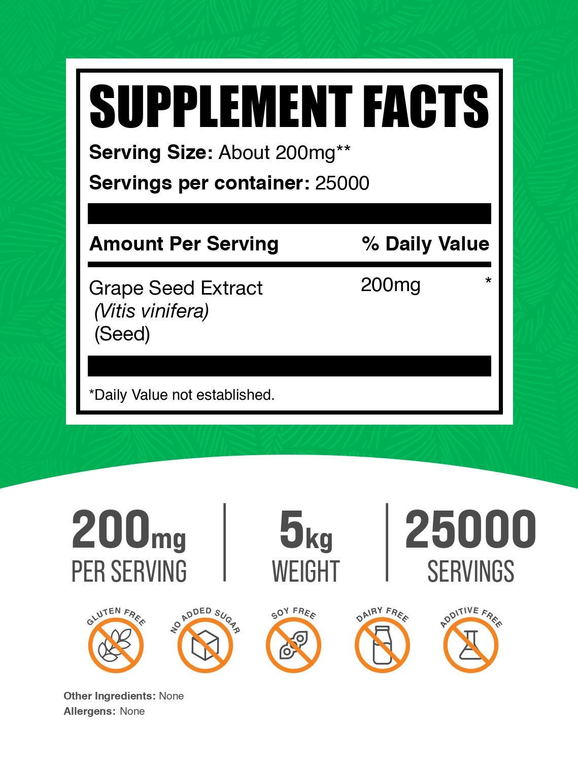 Grape seed extract powder label 5kg