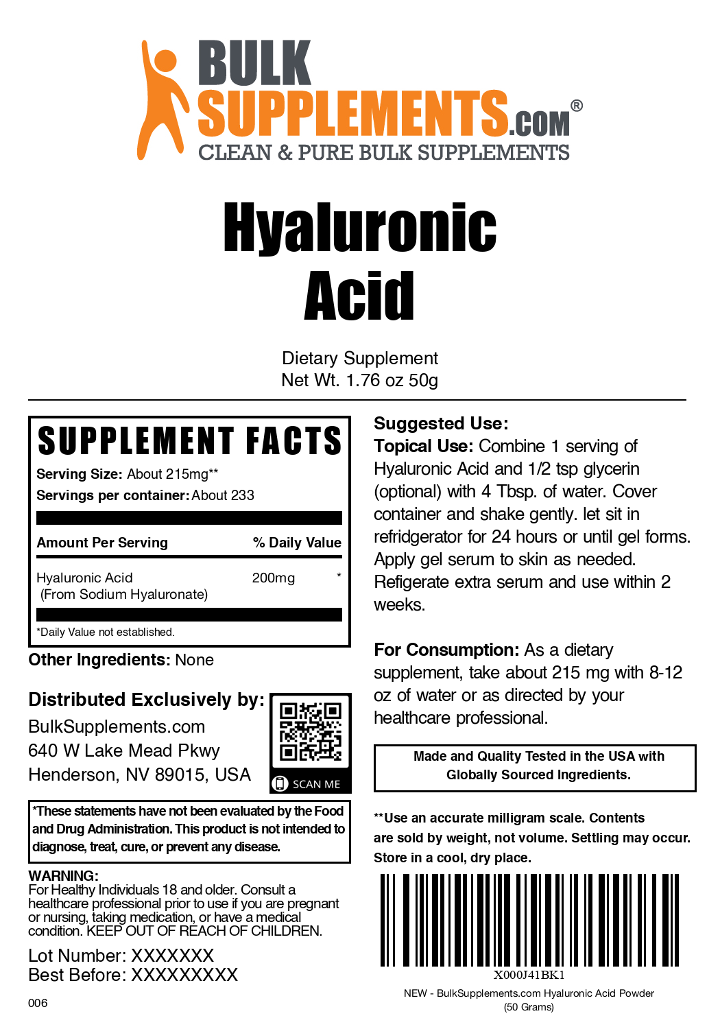 Hyaluronic Acid Powder