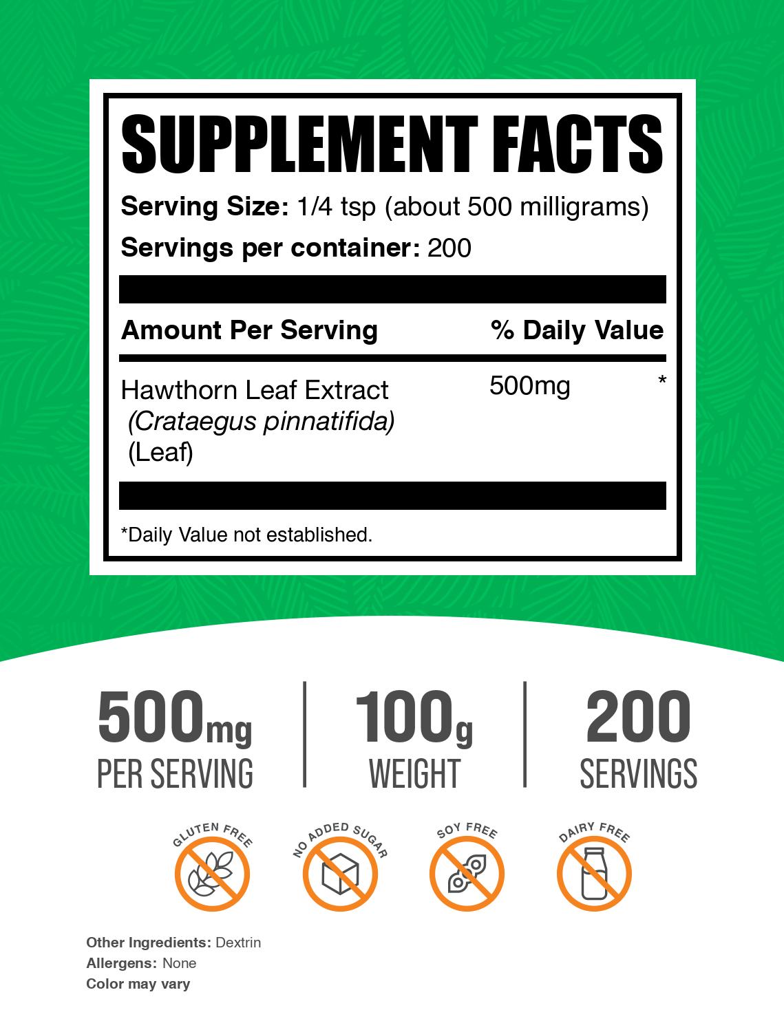 Hawthorn Leaf Extract Powder 100g Label
