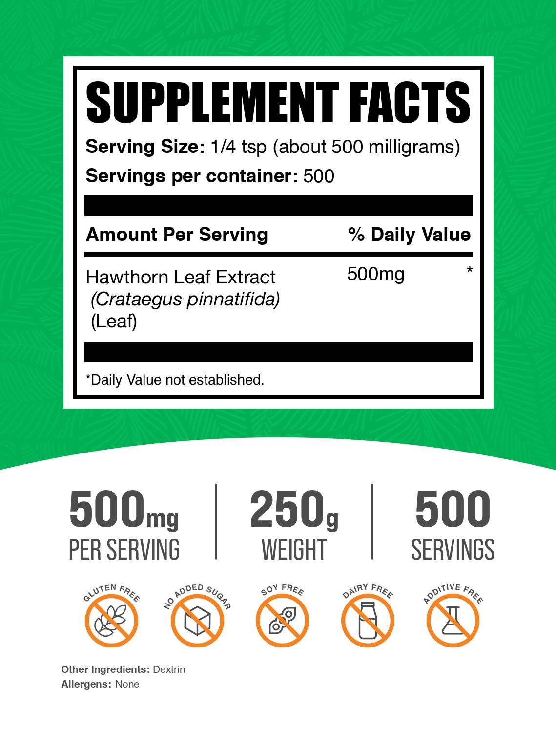Hawthorn leaf extract powder label 250g