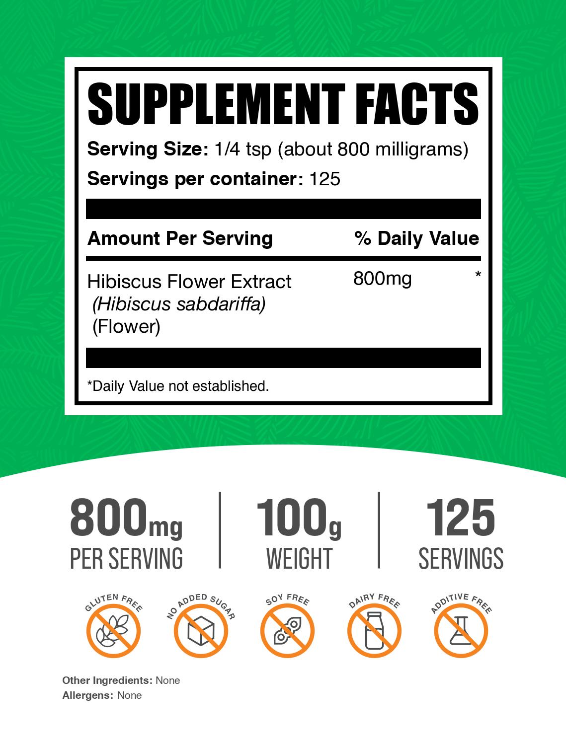 Hibiscus flower extract powder label 100g