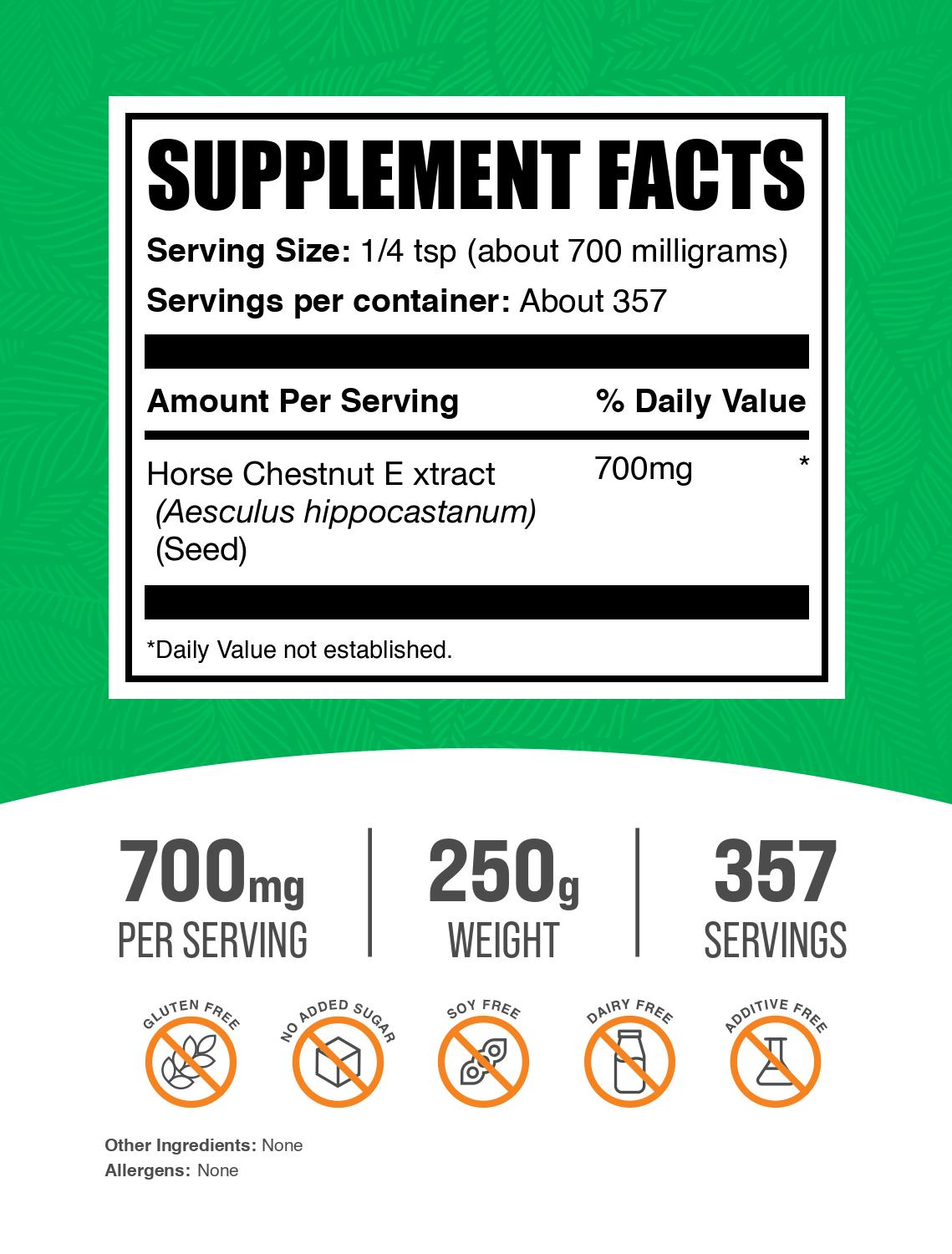 Horse chestnut extract powder label 250g