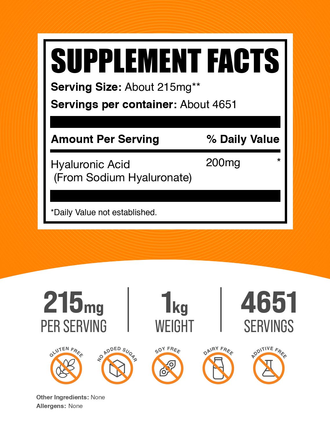 Hyaluronic acid powder label 1kg