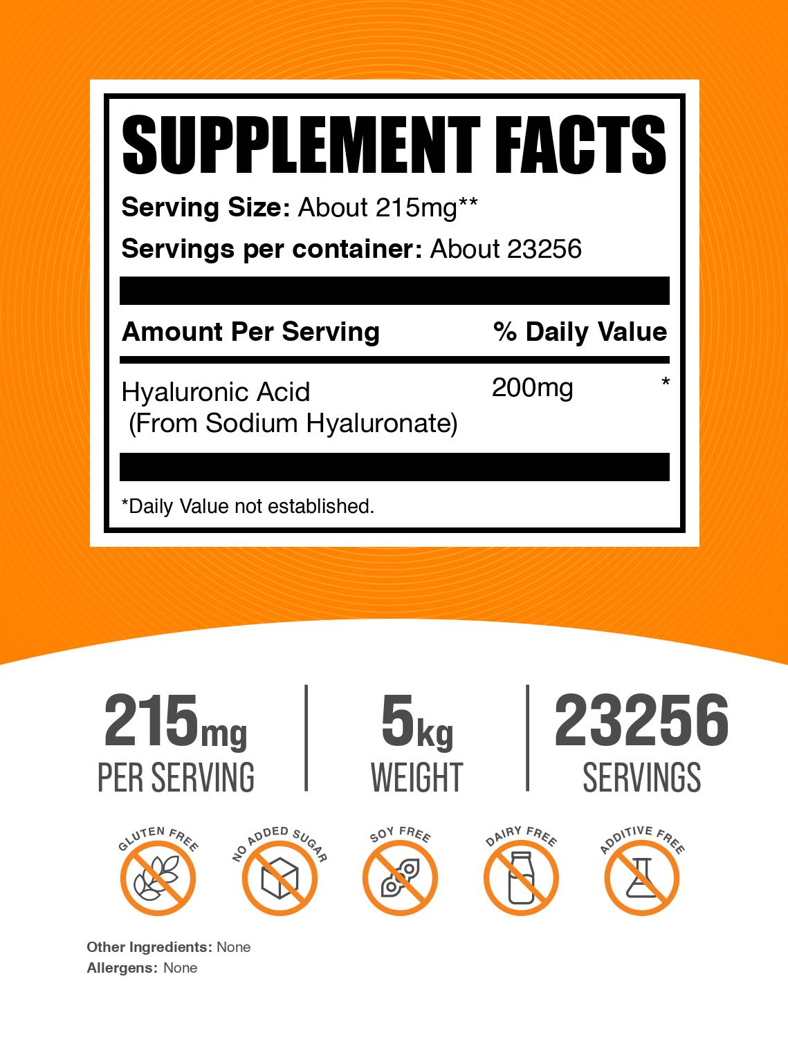 Hyaluronic acid powder label 5kg