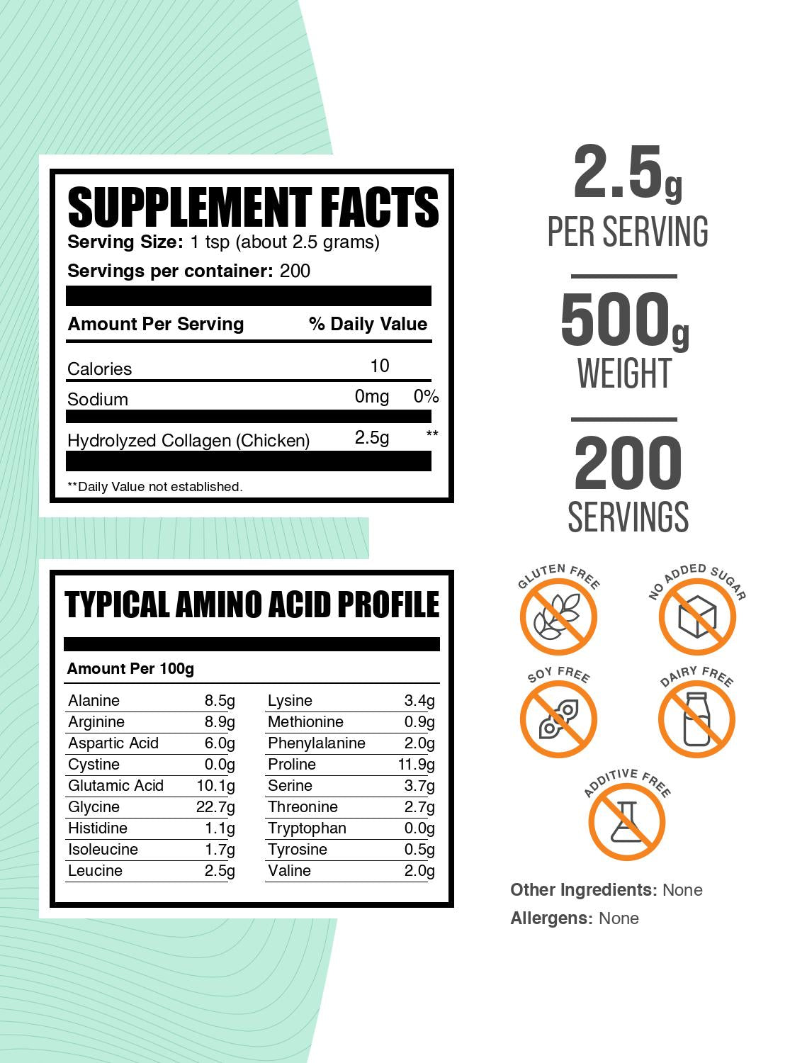 Chicken collagen powder label 500g