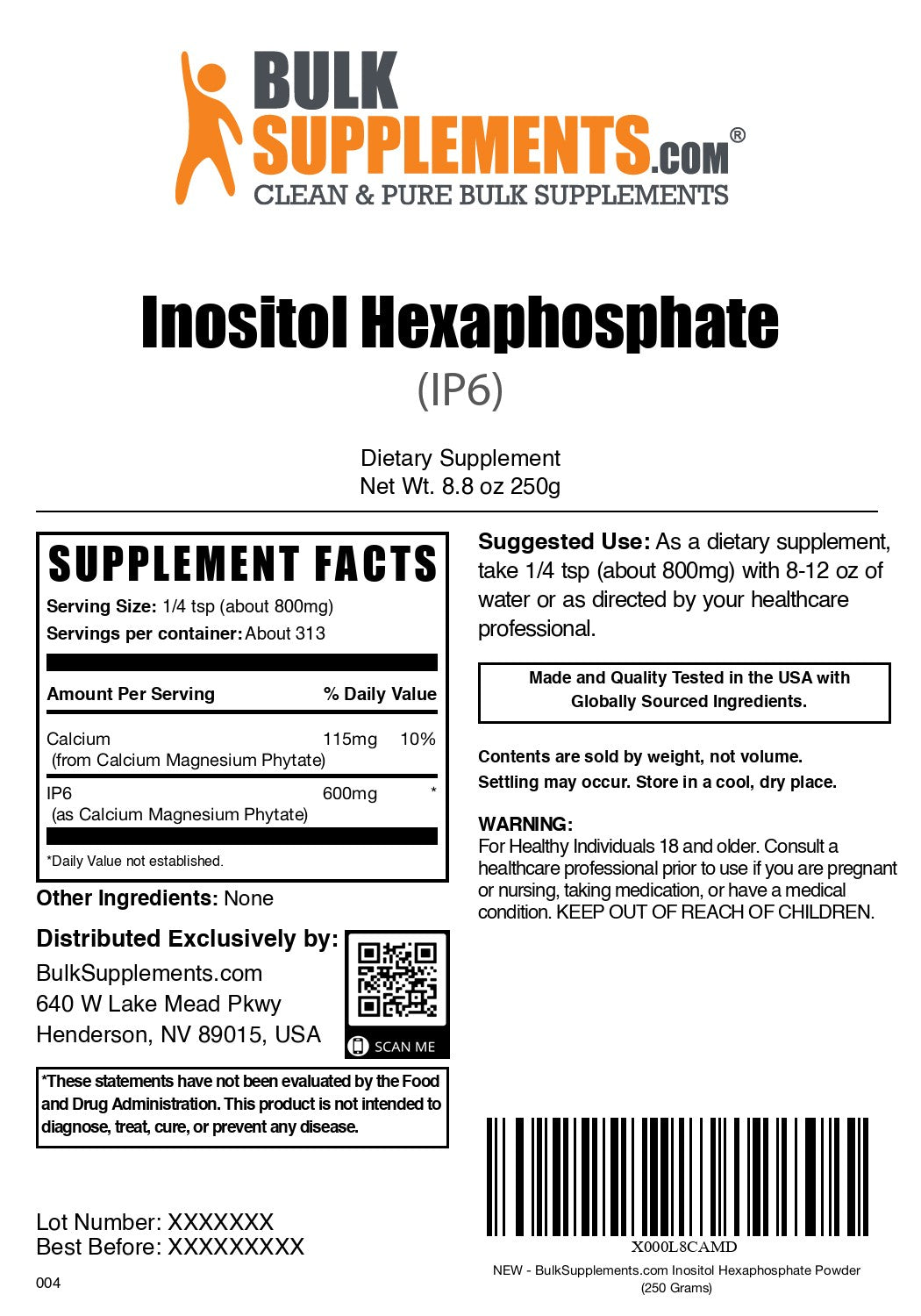 Inositol Hexaphosphate 250g label