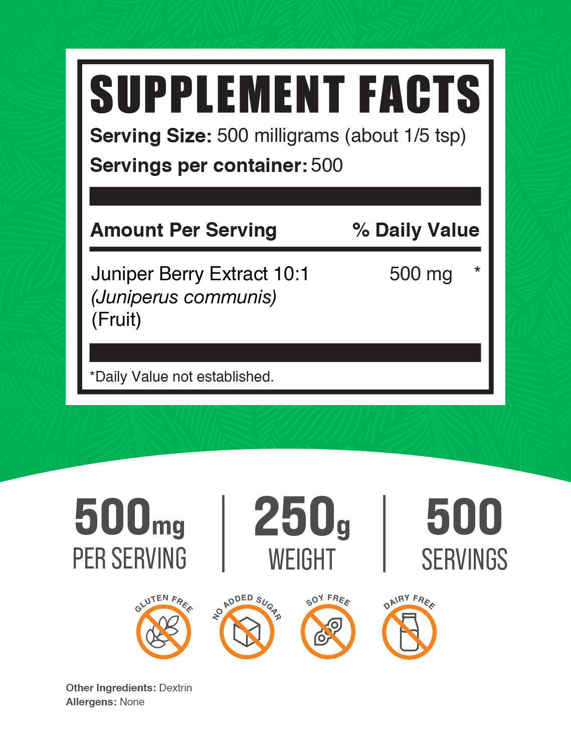 Juniper Berry Extract 250g label