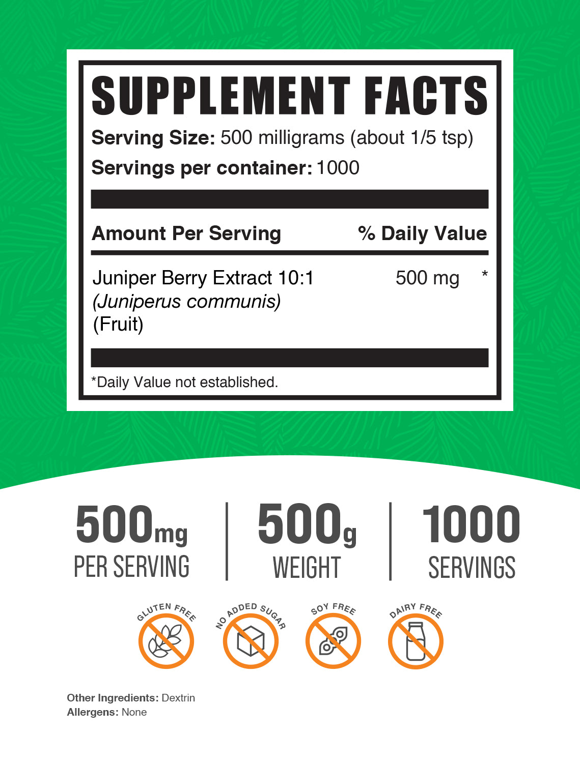 Juniper Berry Extract 500g label