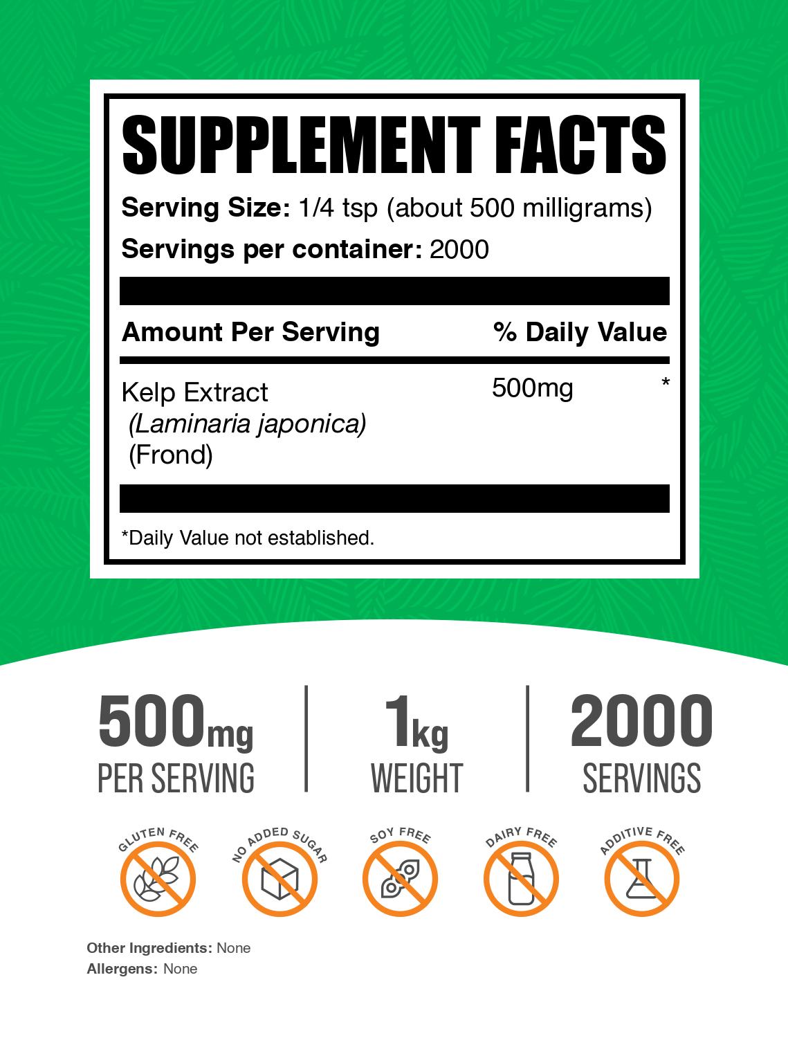 Kelp extract powder label 1kg