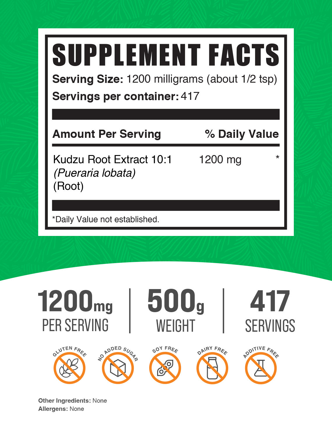 Kudzu root extract powder label 500g