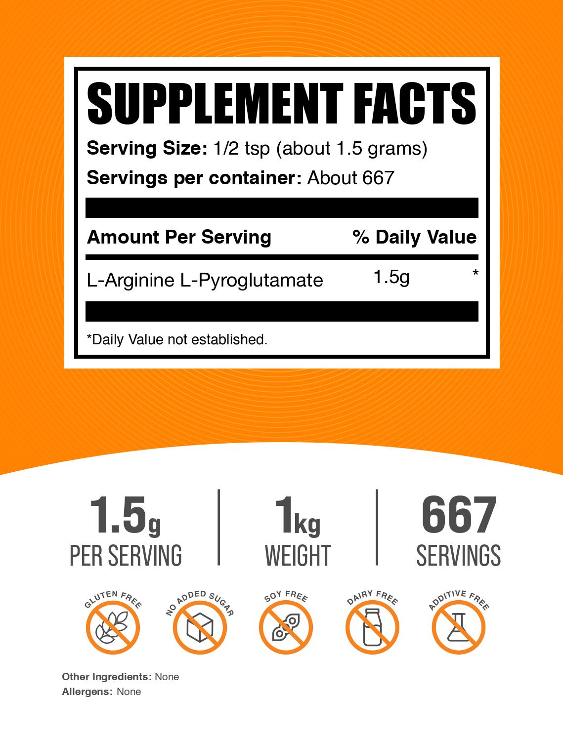 L-Arginine L-Pyroglutamate powder label 1kg