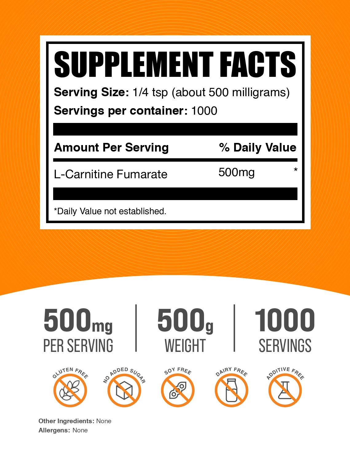 L-Carnitine Fumarate powder label 500g