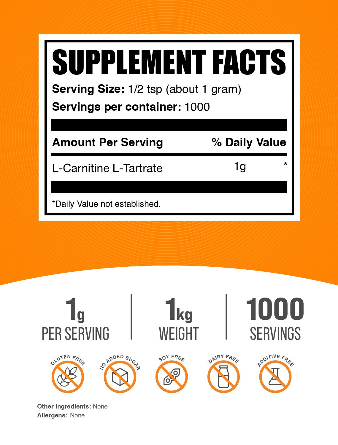 L-Carnitine L-Tartrate powder label 1kg