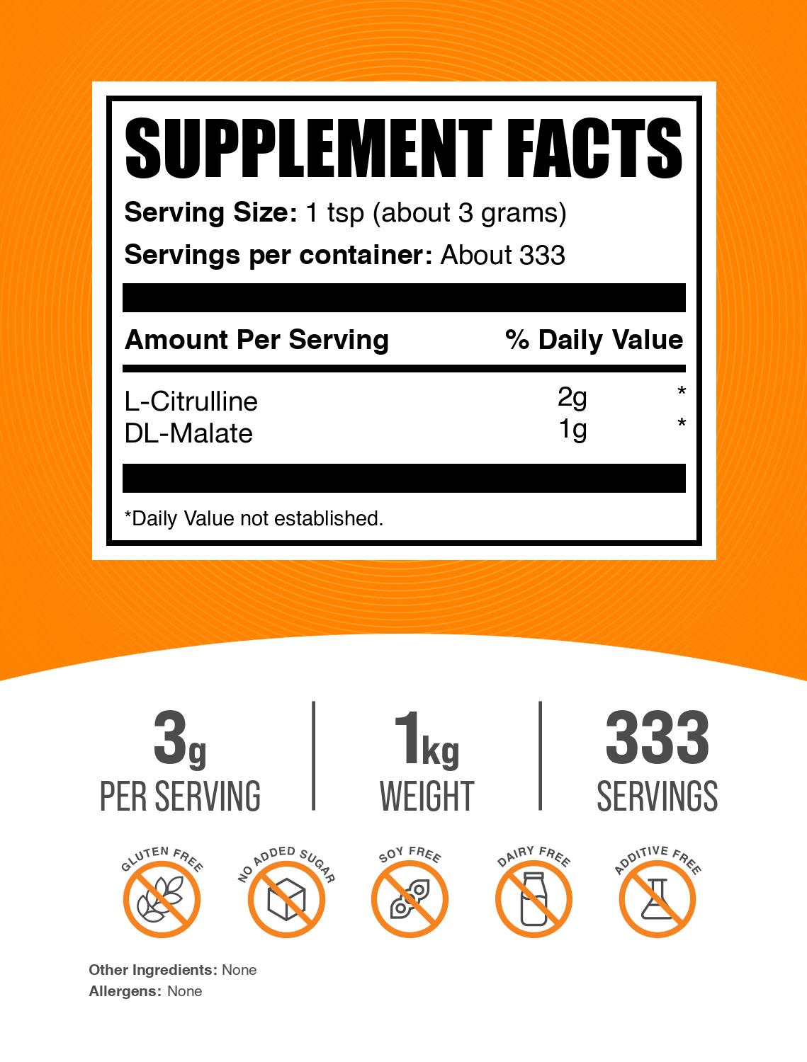 L-Citrulline DL-Malate 2:1 powder label 1kg