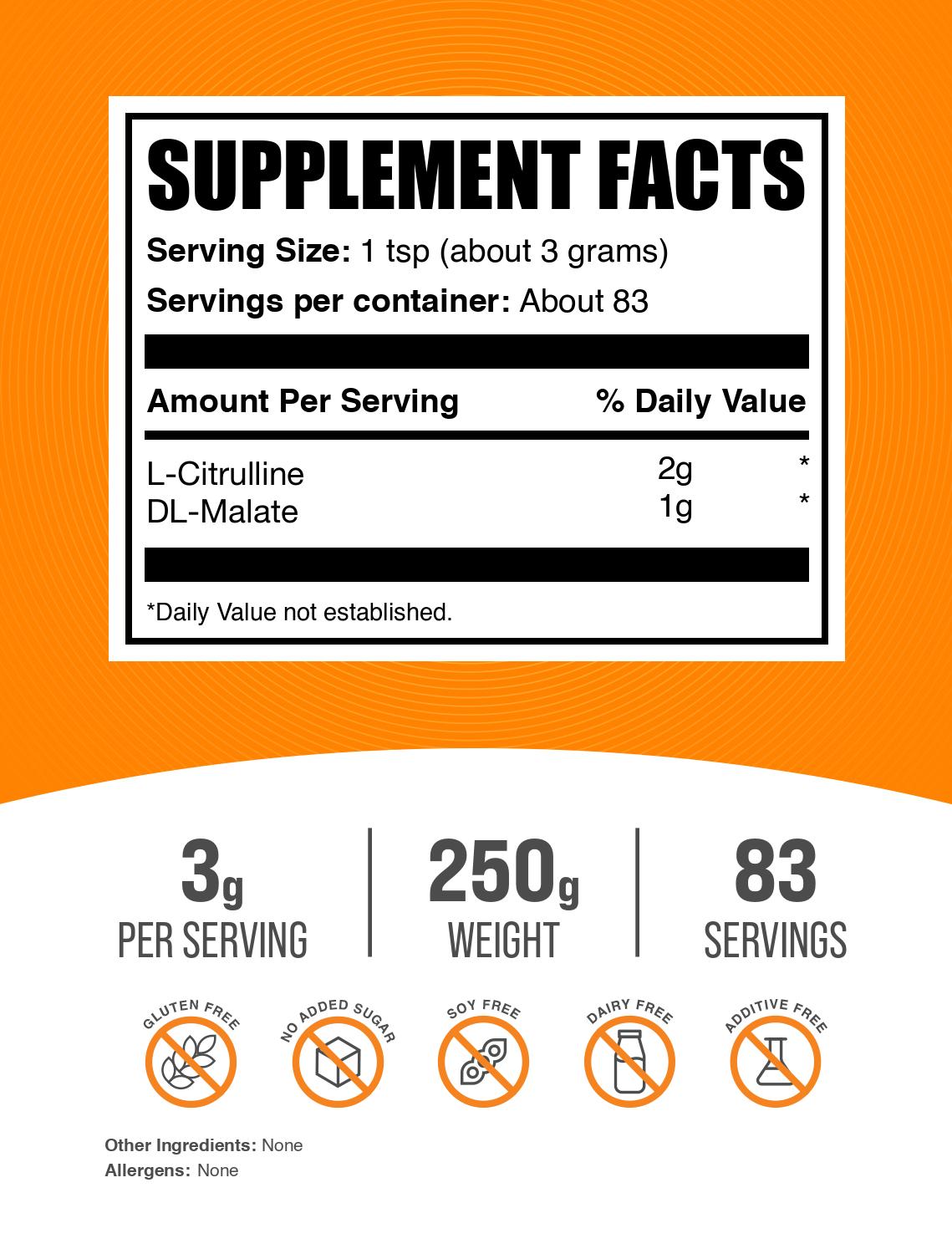 L-Citrulline DL-Malate 2:1 powder label 250g