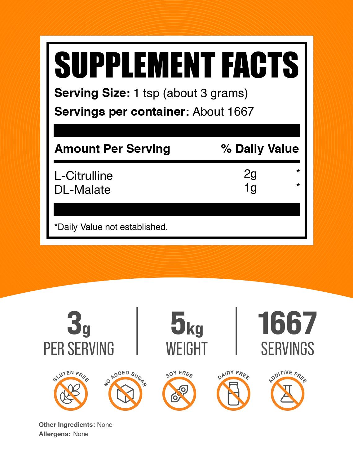 L-Citrulline DL-Malate 2:1 powder label 5kg