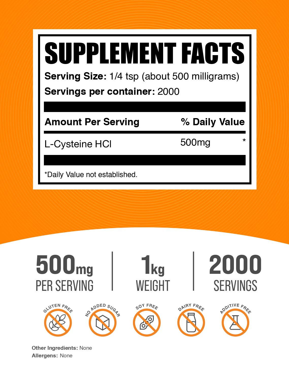 L-Cysteine HCl powder label 1kg
