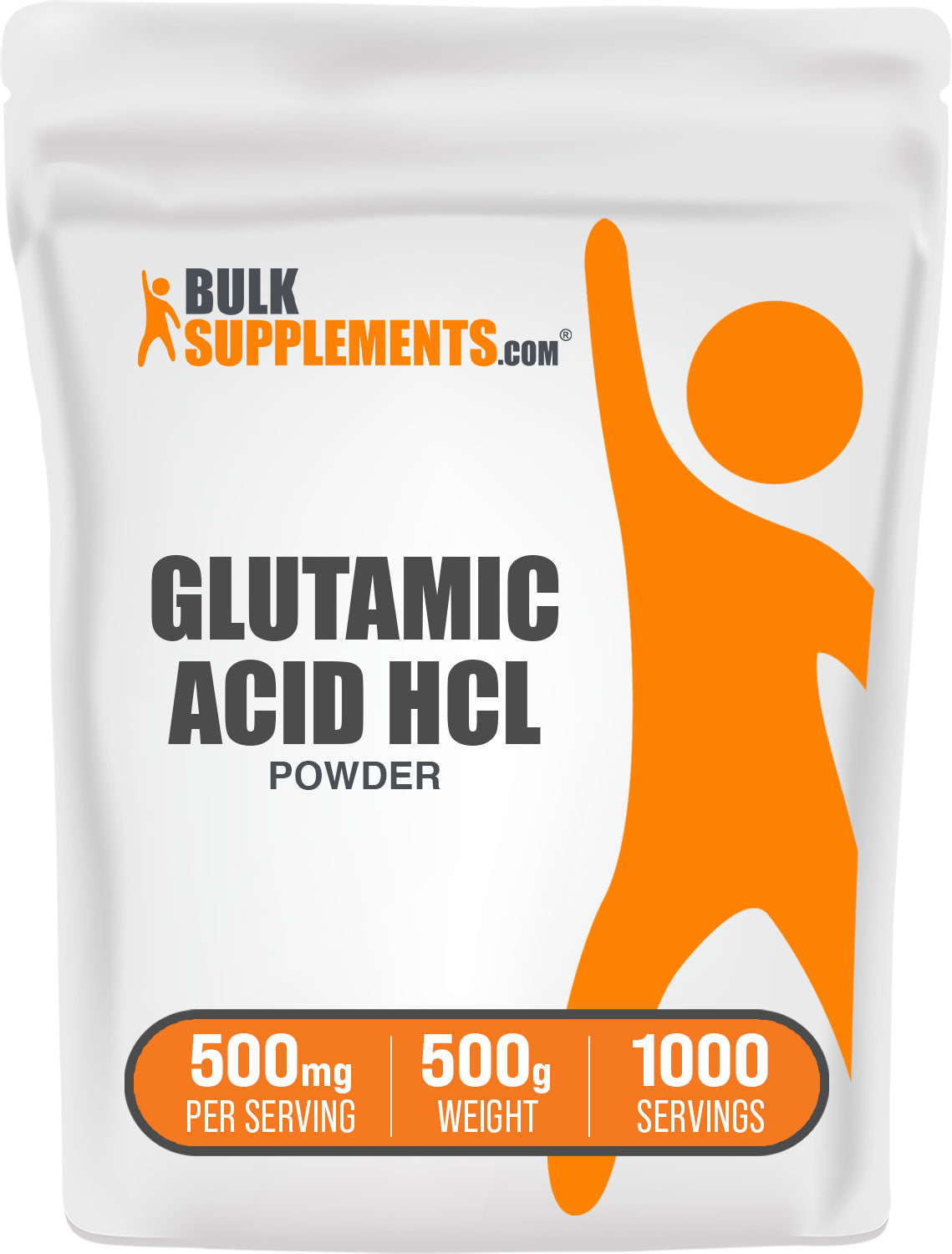BulkSupplements.com L-Glutamic Acid HCl Powder 500g bag image