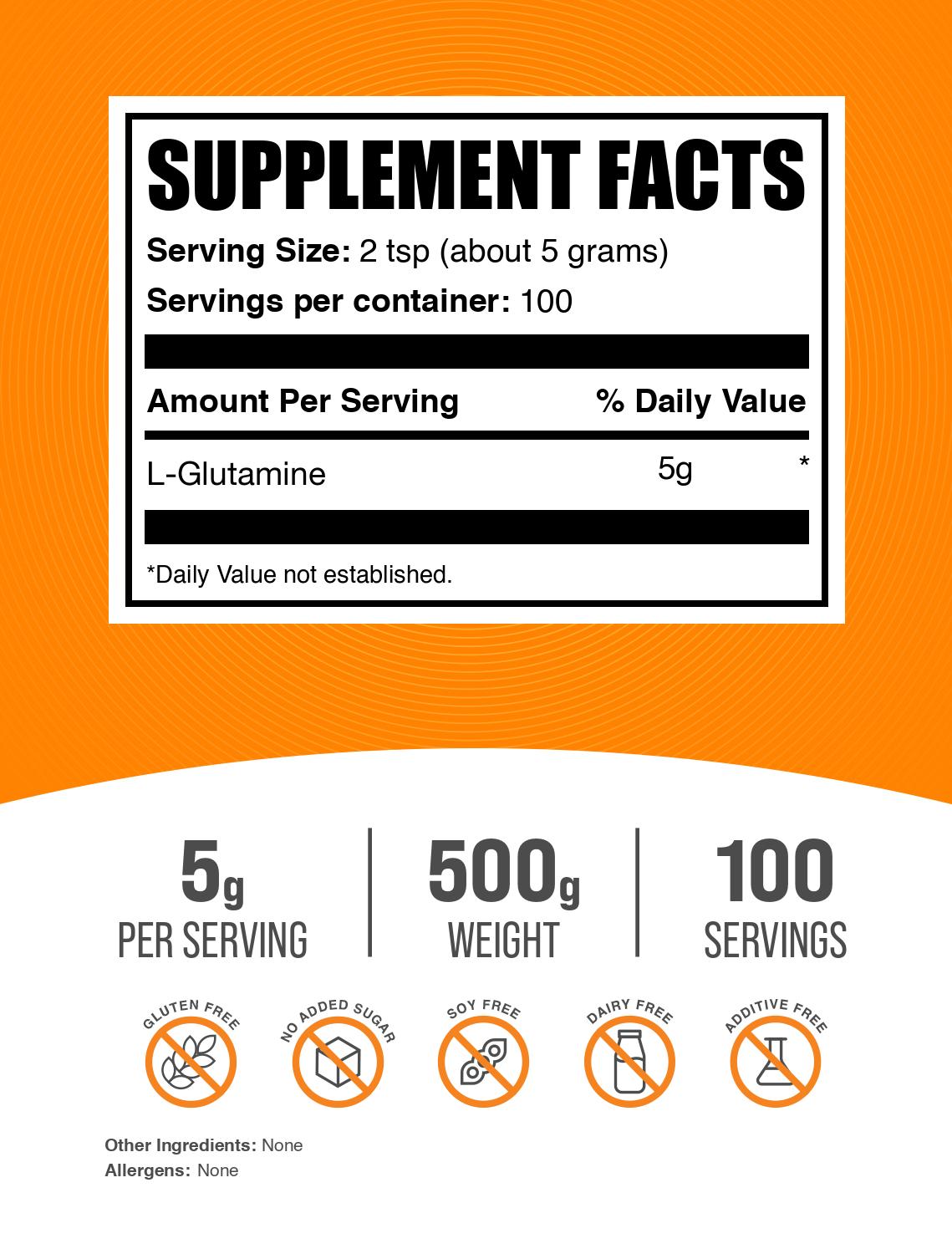 L-Glutamine powder label 500g