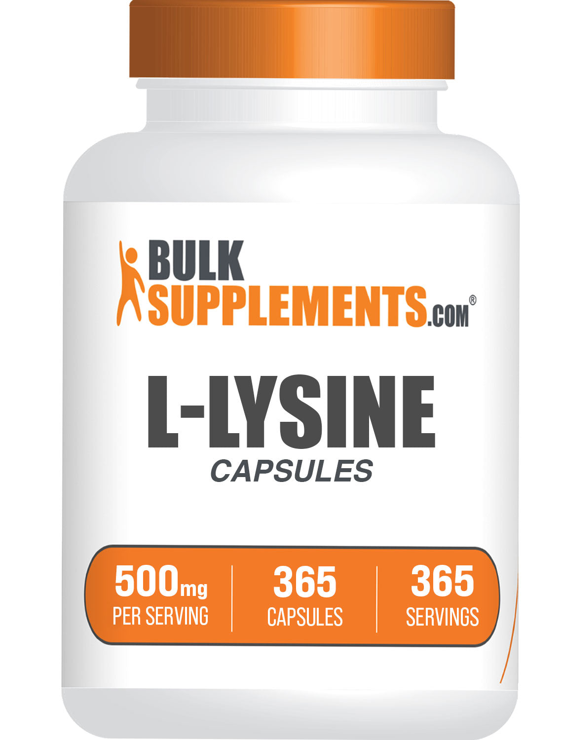 BulkSupplements.com L-Lysine HCl 500mg 365 capsules bottle image
