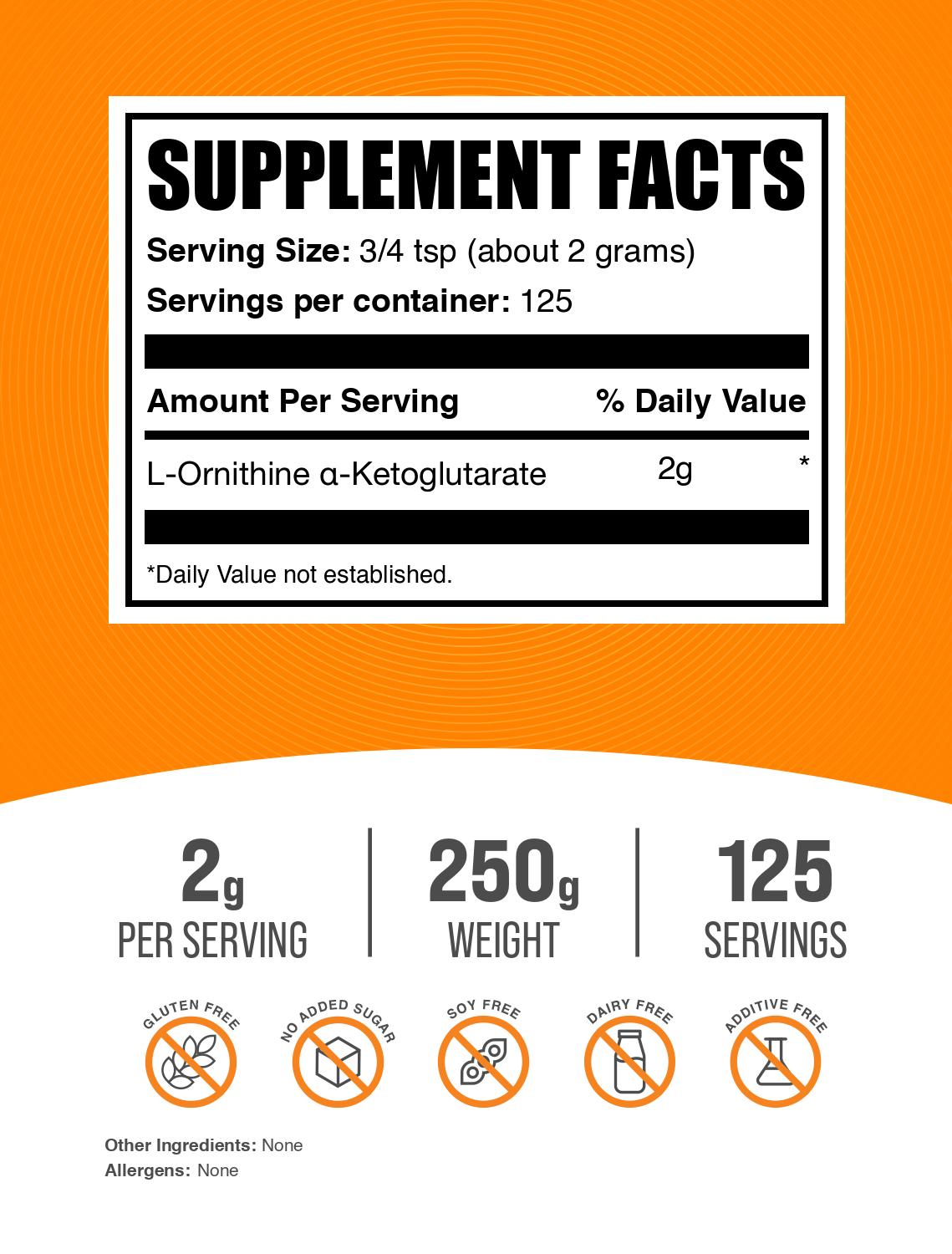 L-Ornithine a-Ketoglutarate (OKG) powder label 250g