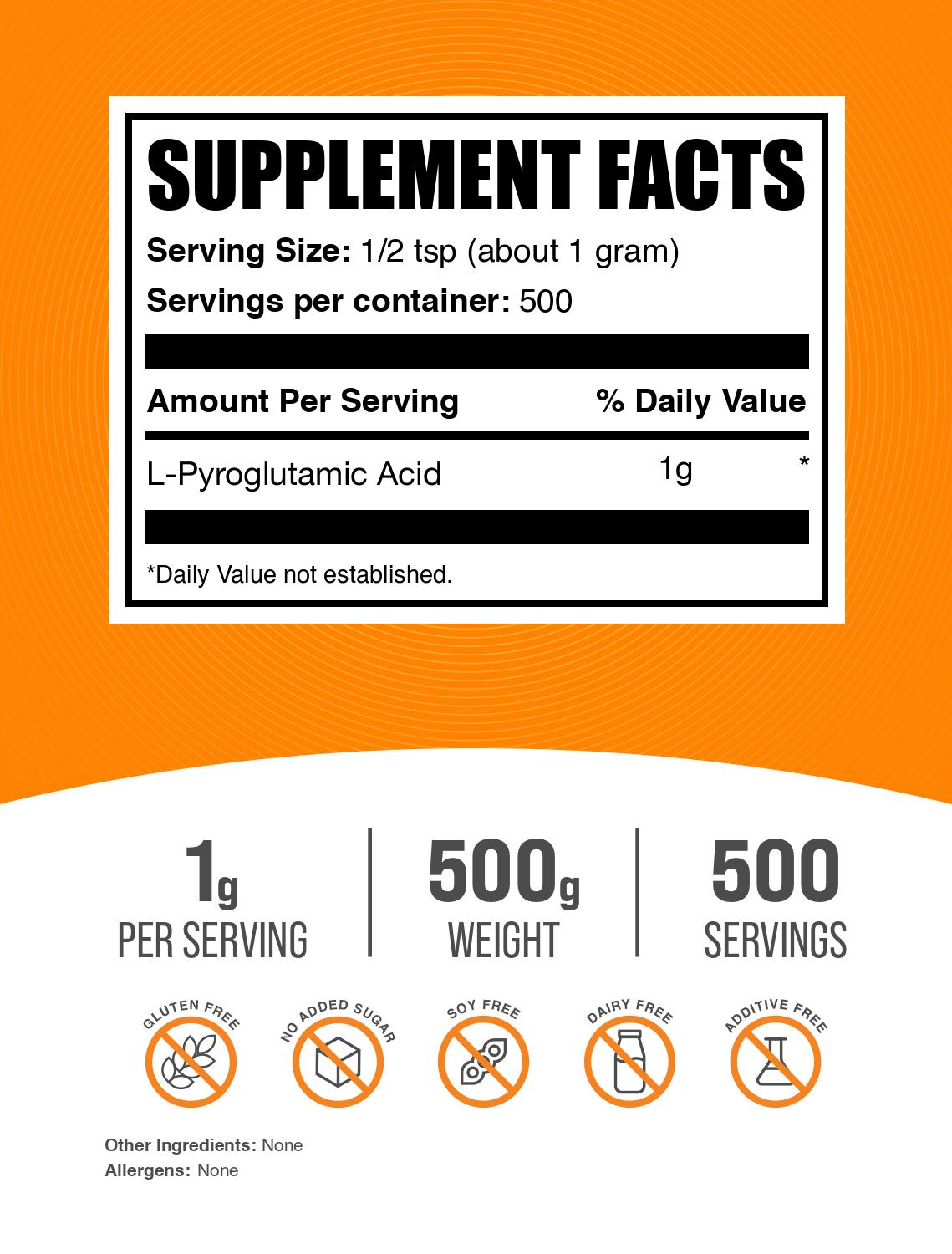 L-Pyroglutamic acid powder label 500g