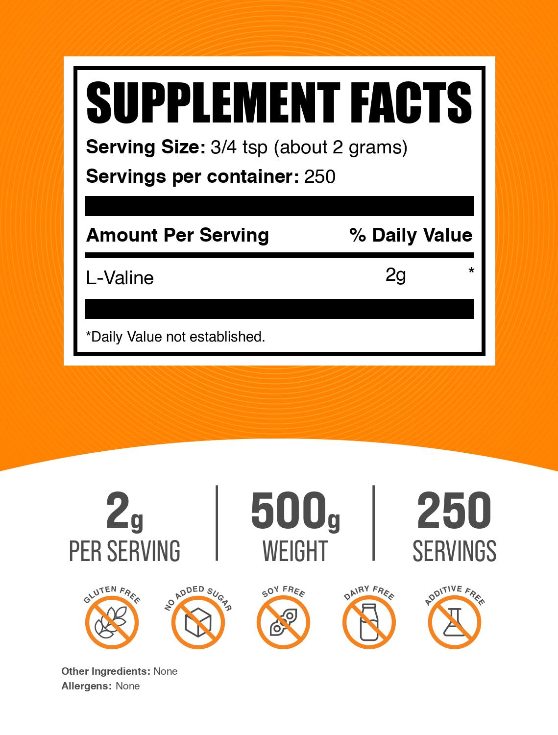 L-Valine powder label 500g