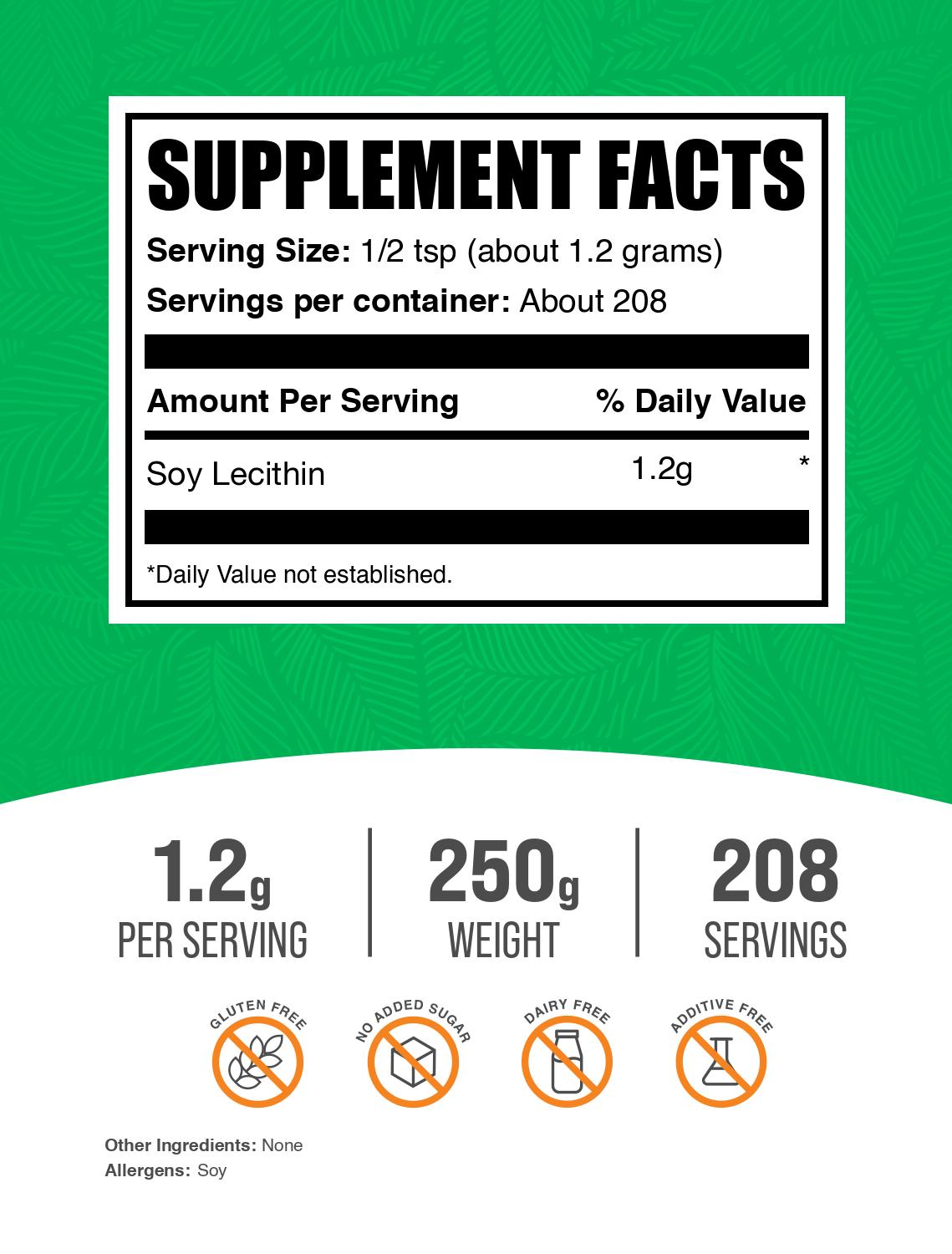 Soy lecithin powder label 250g