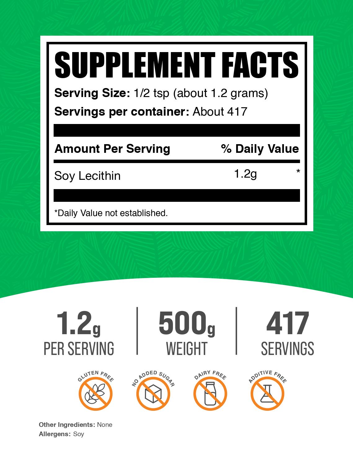 Soy lecithin powder label 500g