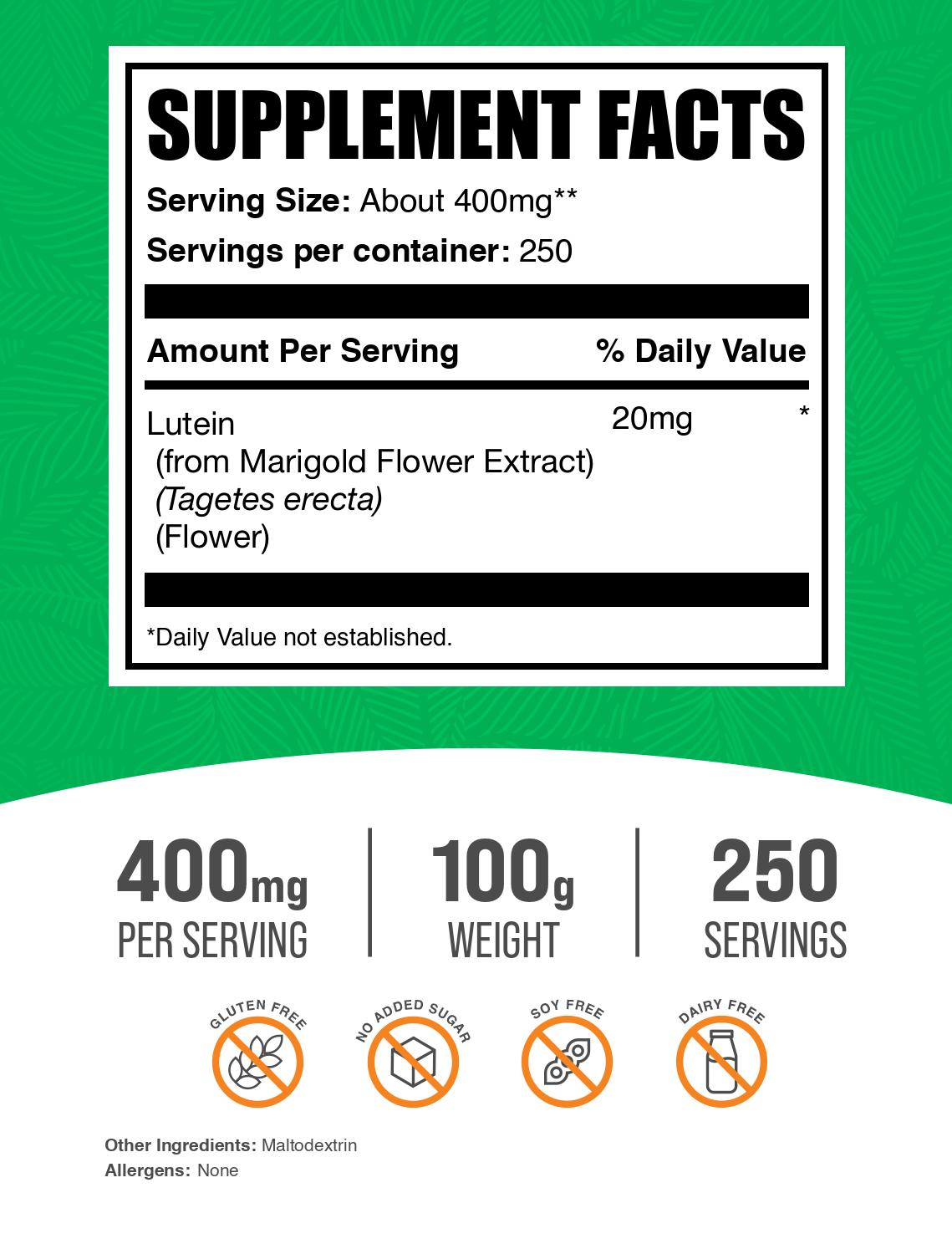 Lutein powder label 100g