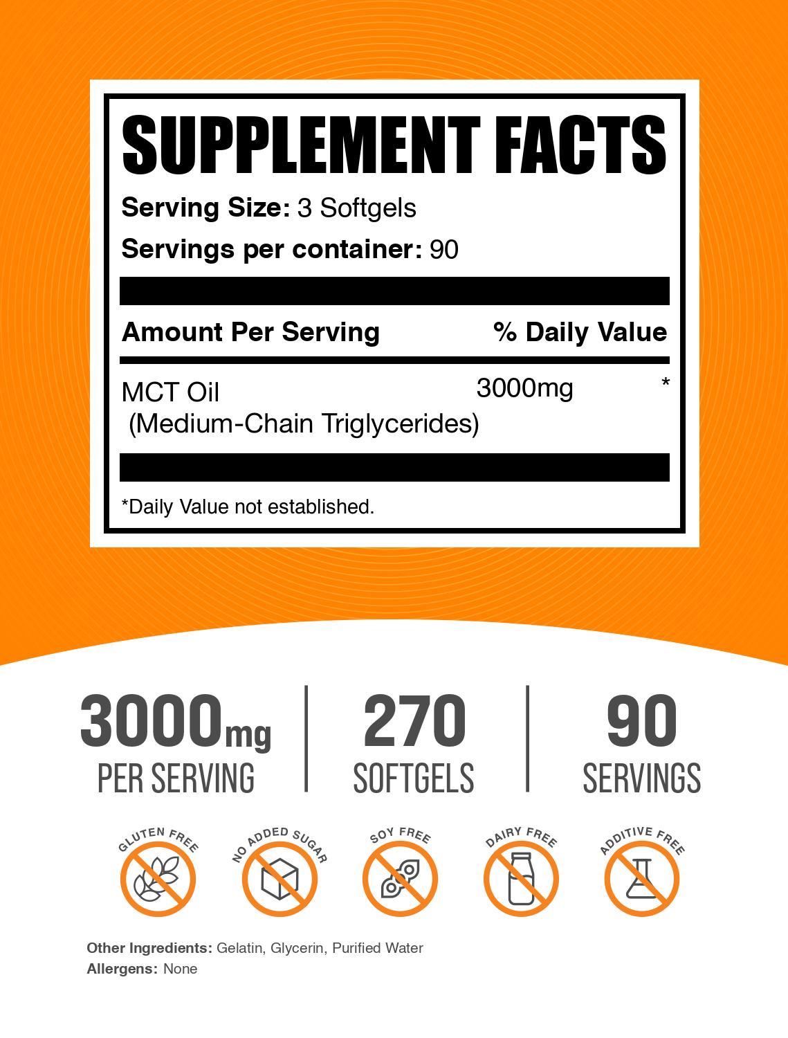 MCT Oil Softgels 270ct Label