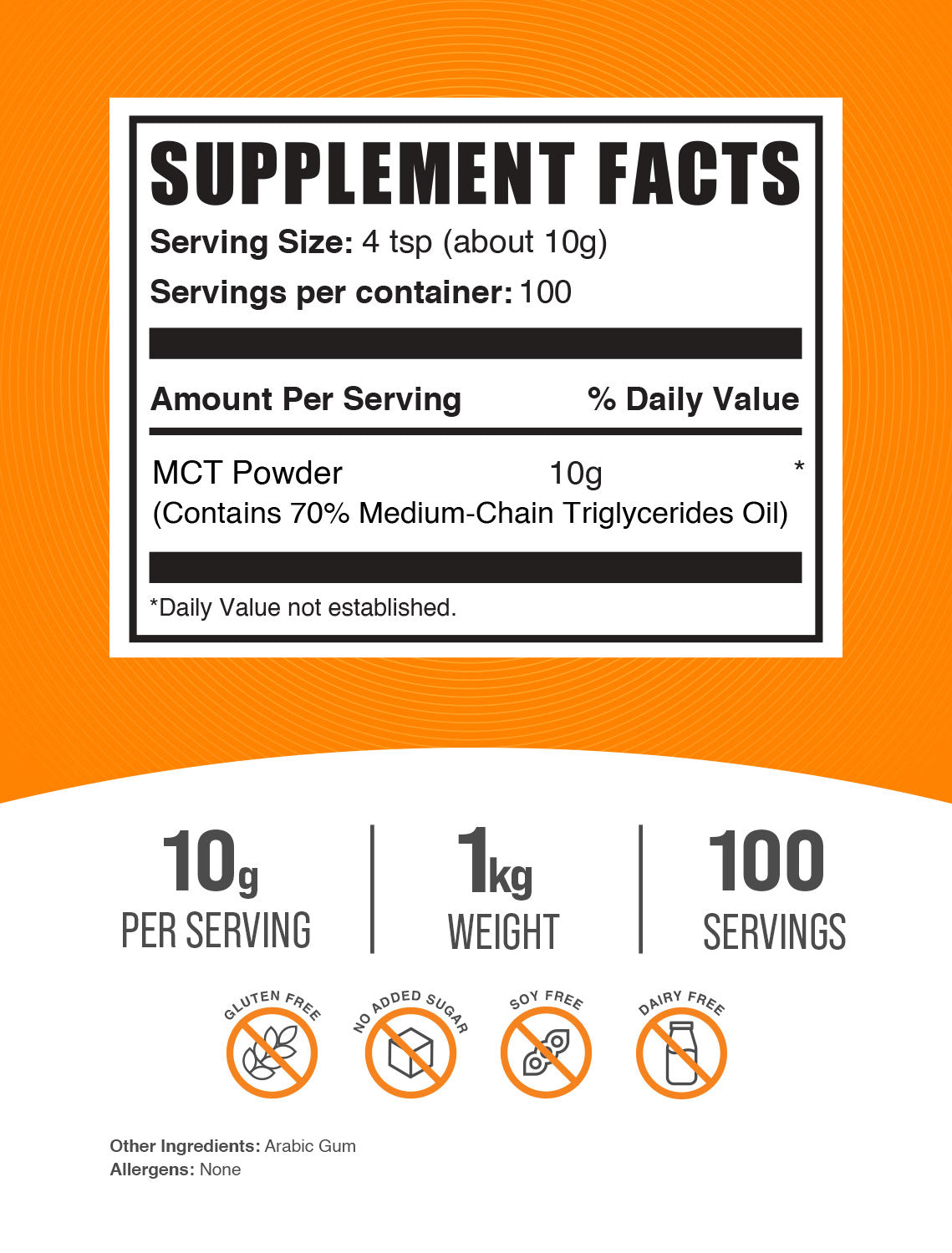 MCT powder label 1kg