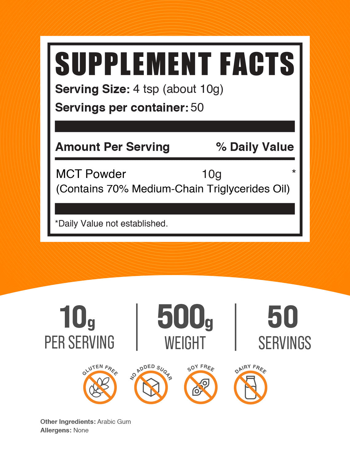 MCT powder label 500g