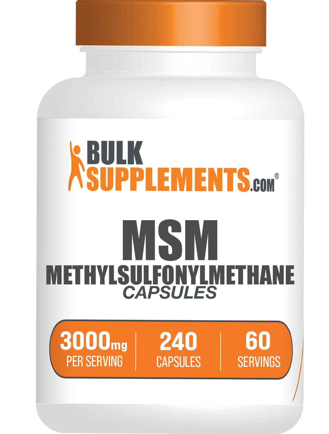 BulkSupplements.com MSM Capsules 240 ct Bottle