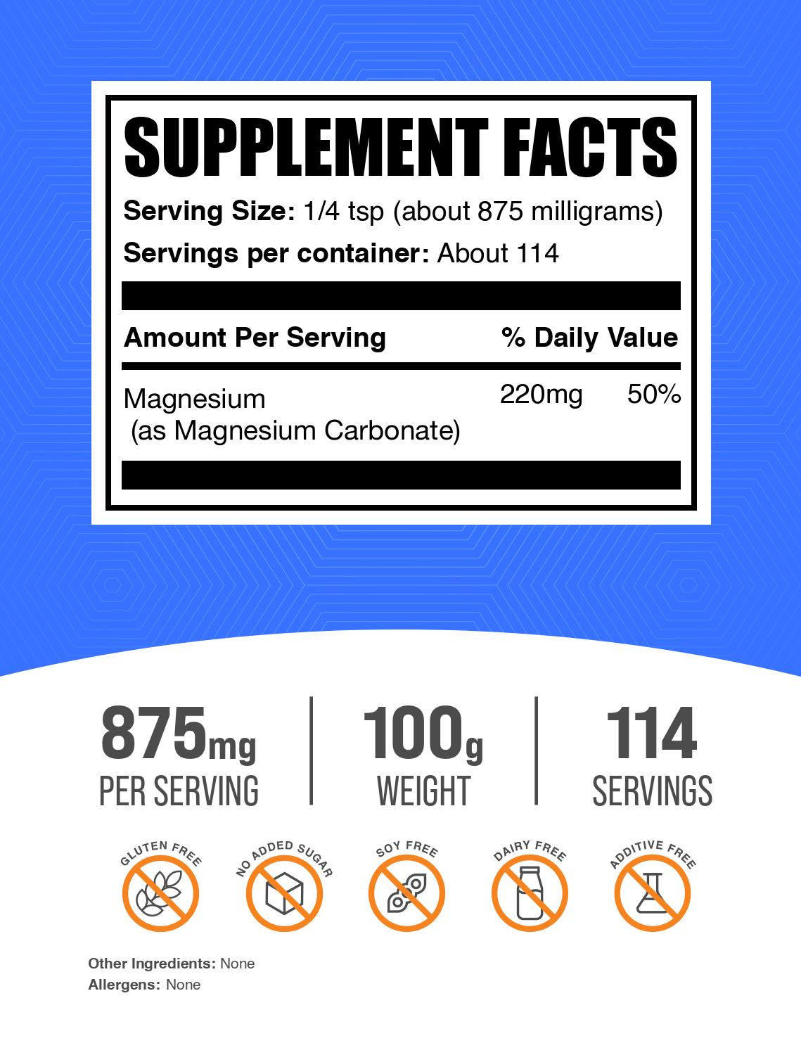 Magnesium Carbonate Powder 100g Label