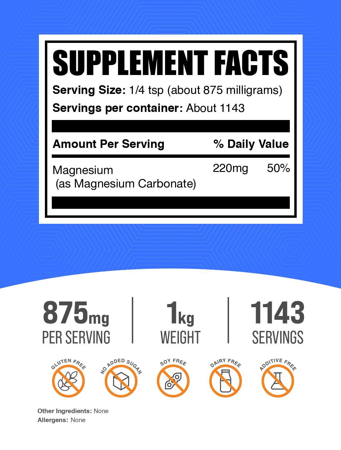 Magnesium Carbonate Powder 1kg Label