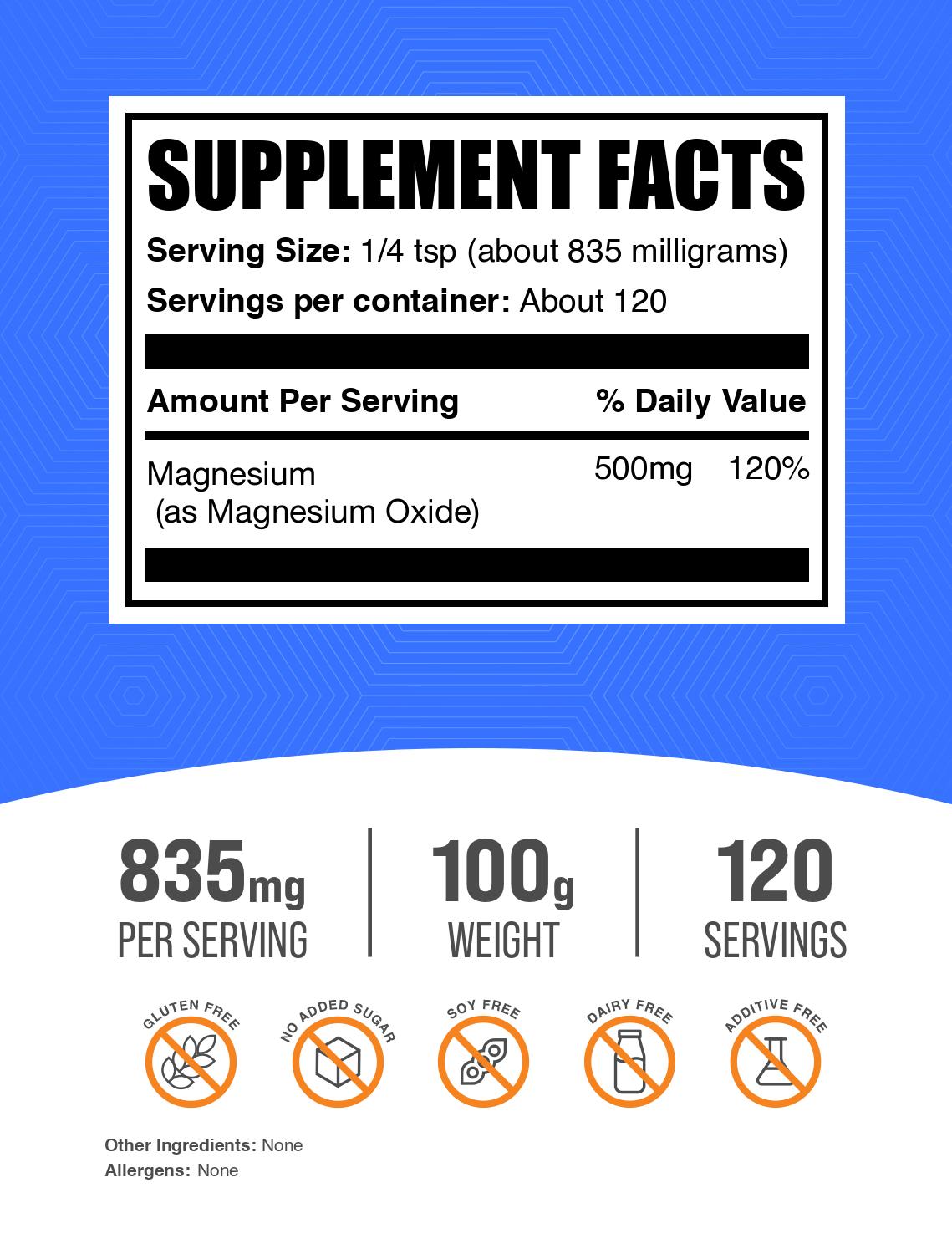 Magnesium oxide powder label 100g