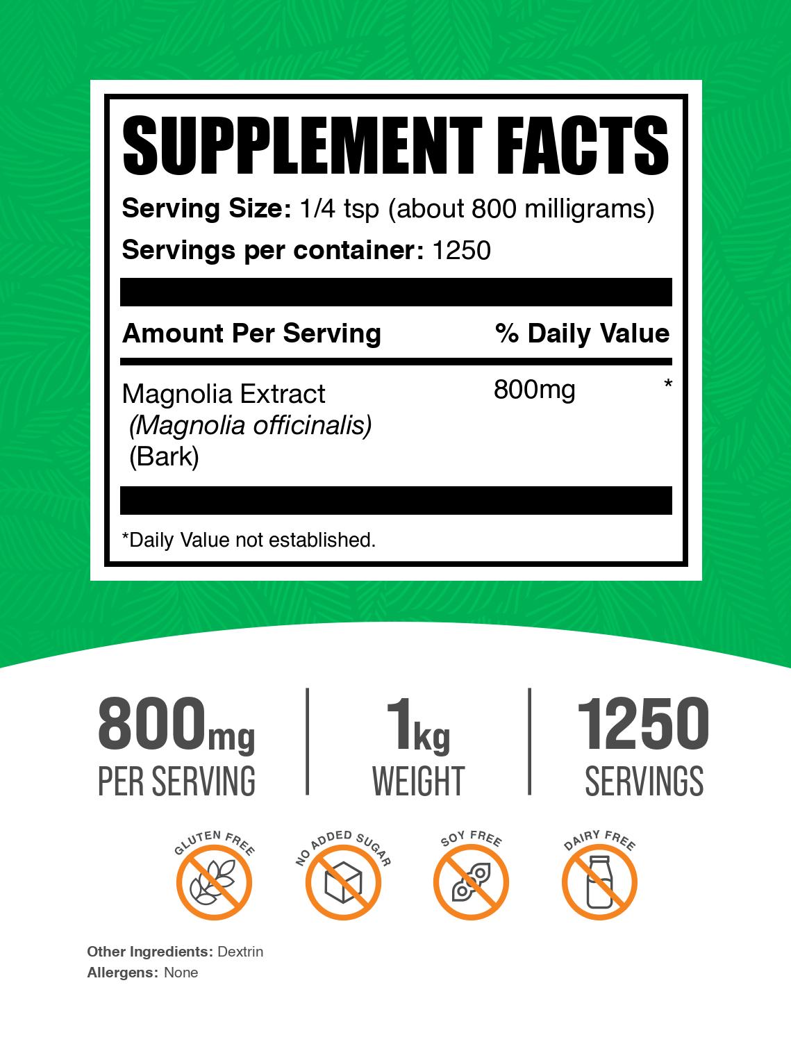 Magnolia extract powder label 1kg