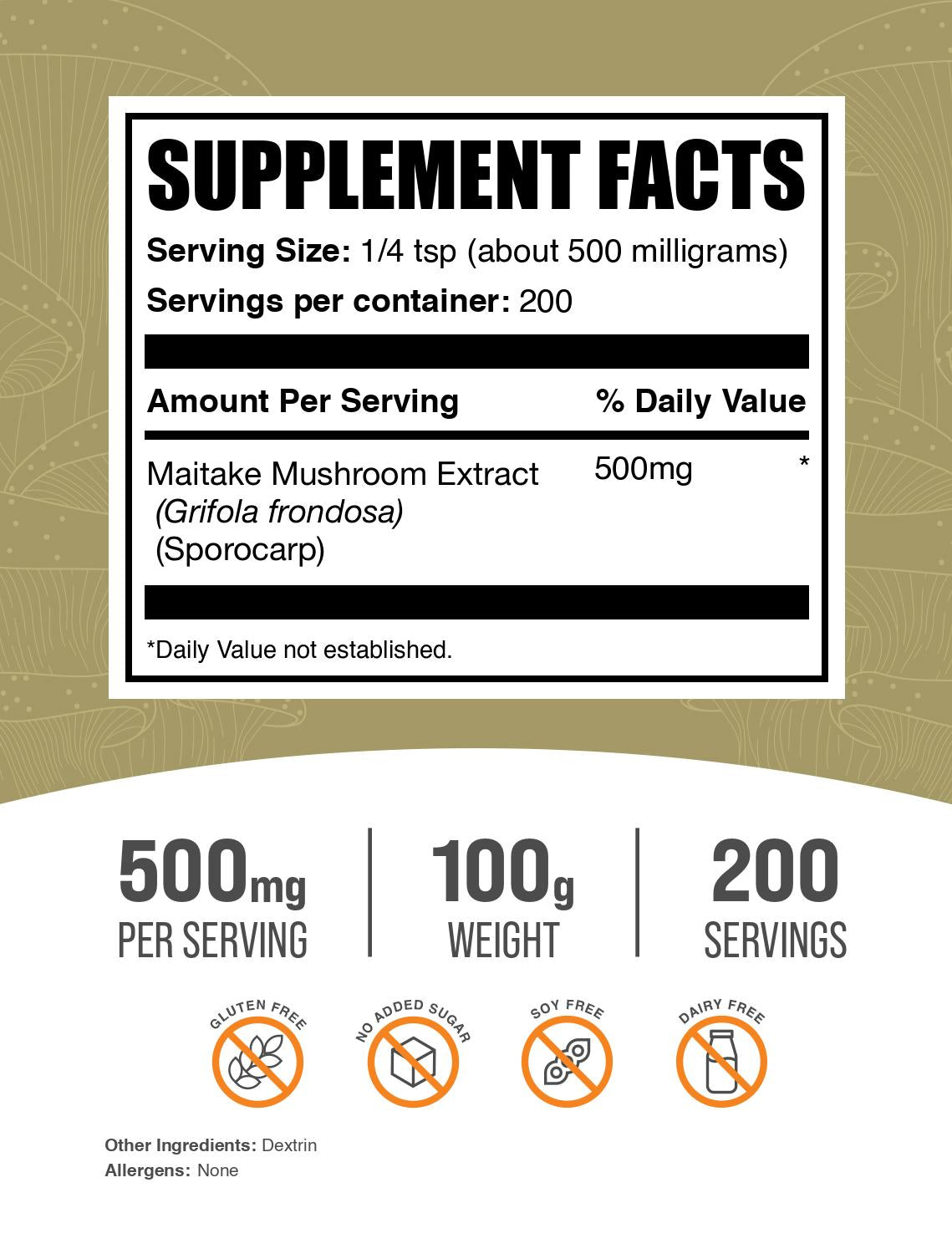 Maitake mushroom extract powder label 100g