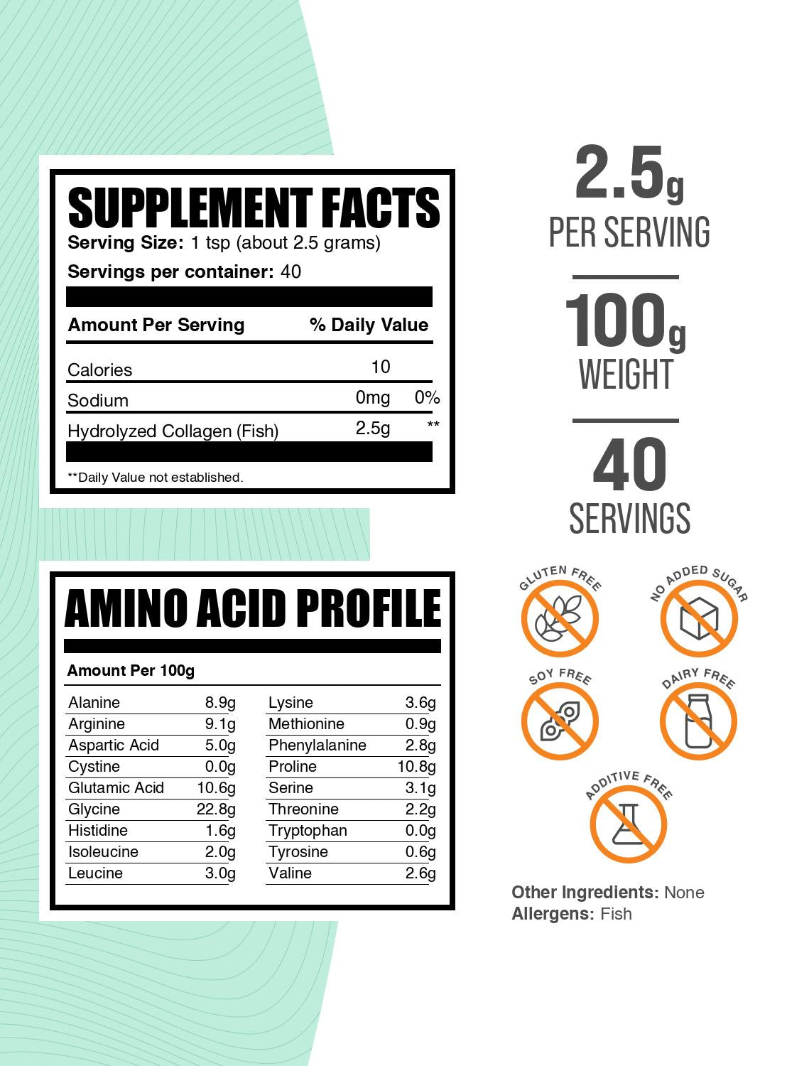 Marine collagen powder label 100g