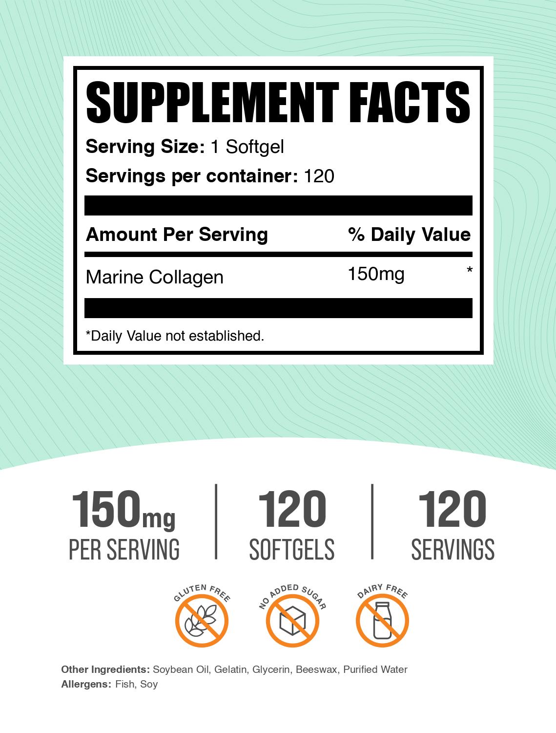 Marine collagen 120 softgels label
