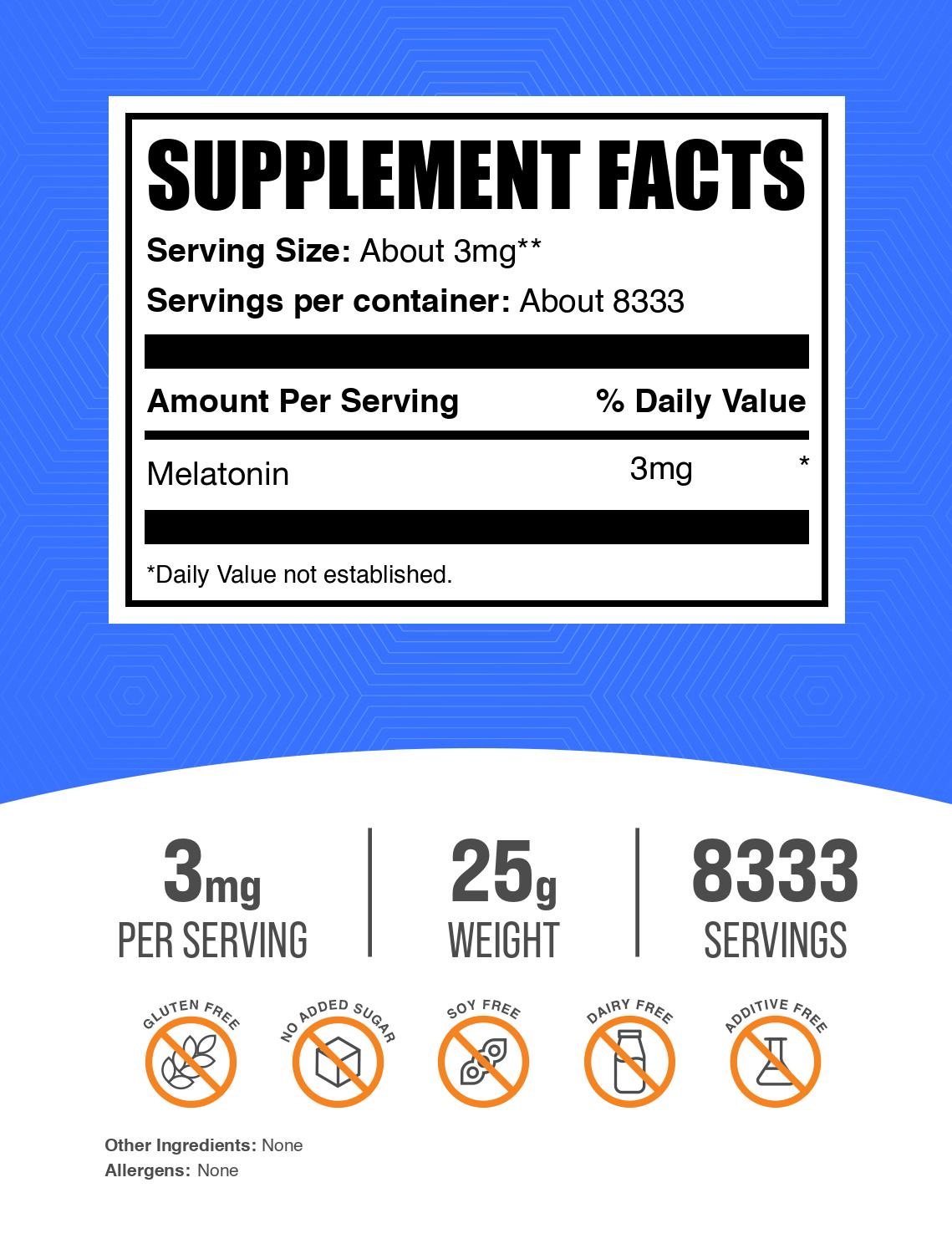 Melatonin powder label 25g