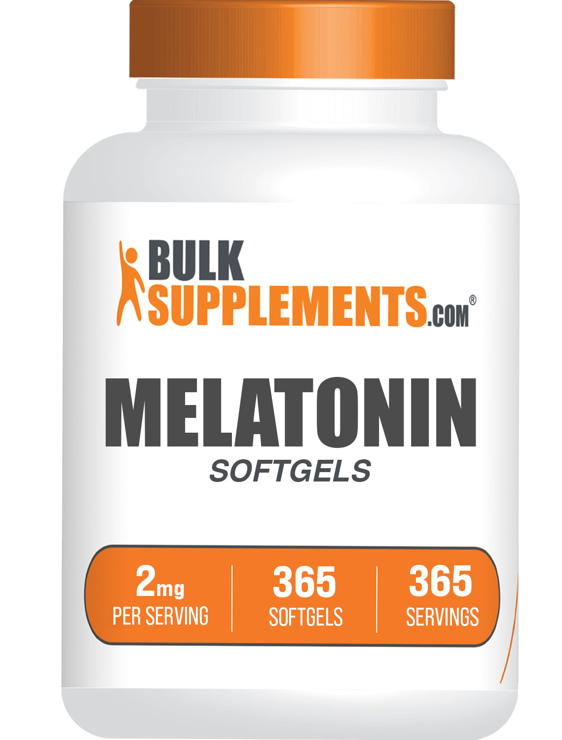 BulkSupplements.com Melatonin 365 softgels 2mg bottle image