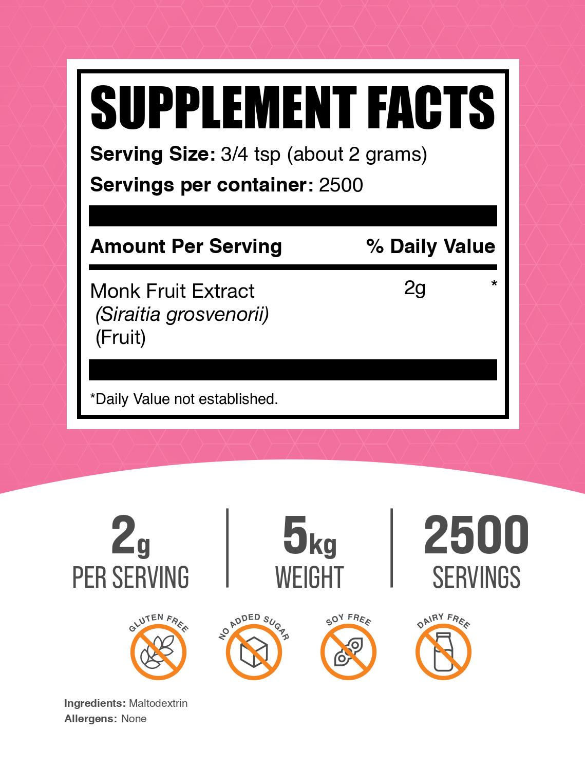 Monk fruit extract powder label 5kg