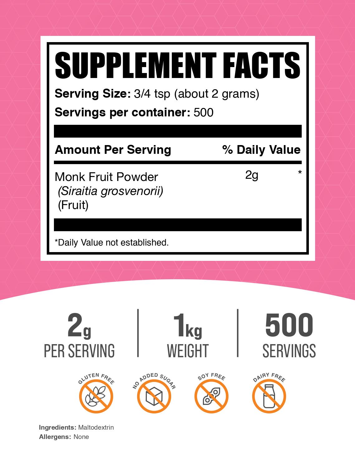 Monk fruit powder label 1kg