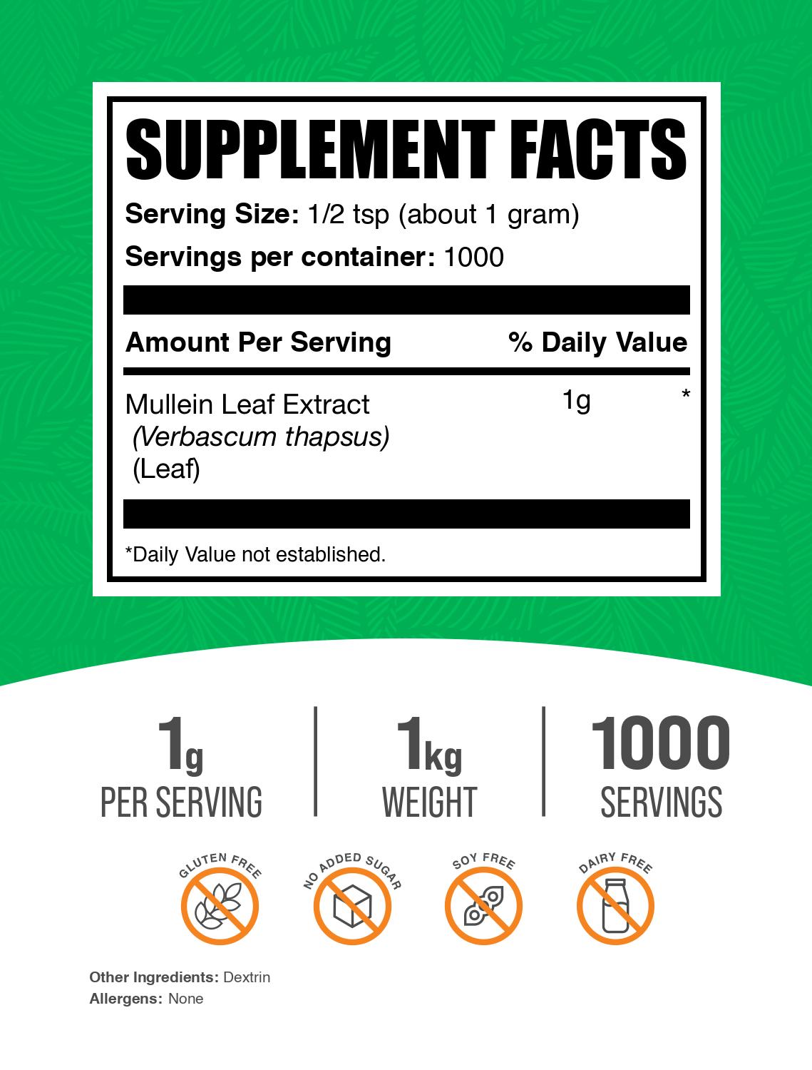 Mullein leaf extract powder label 1kg