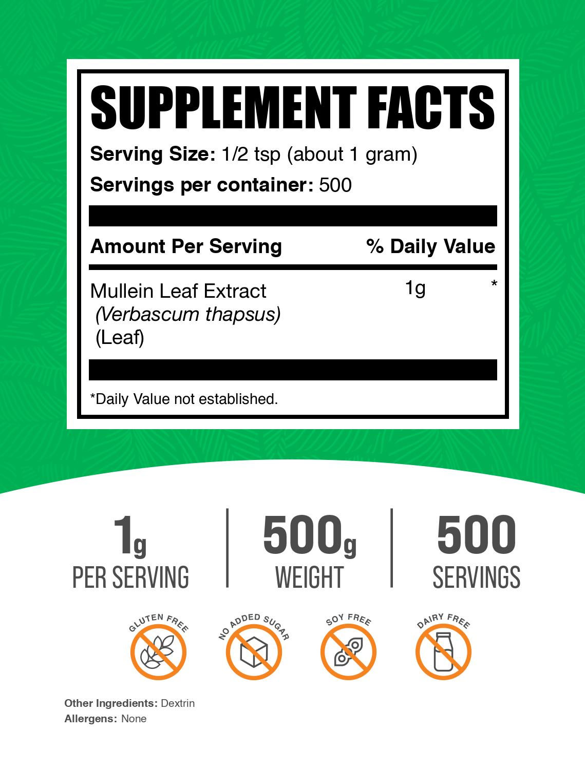 Mullein leaf extract powder label 500g