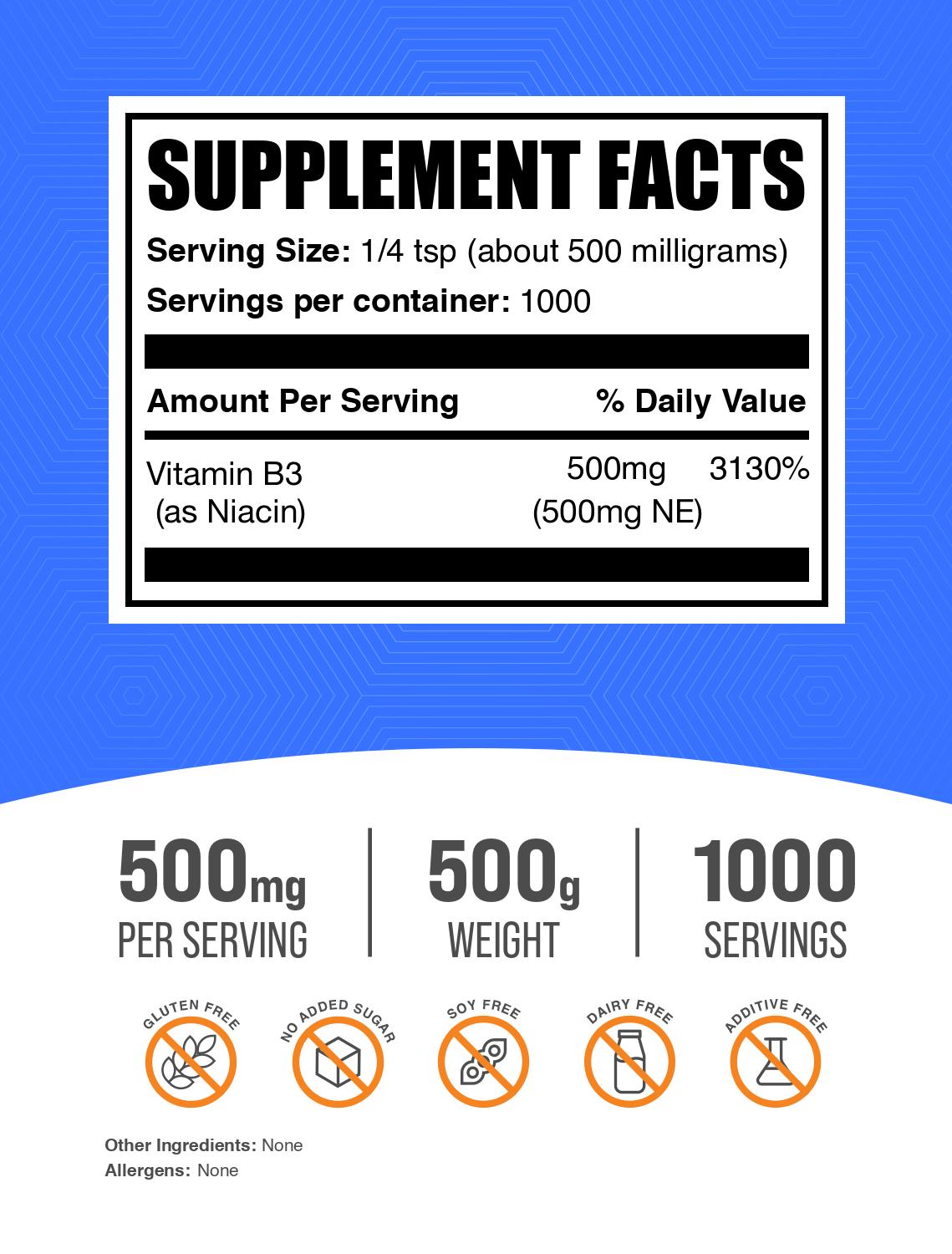 Niacin powder label 500g