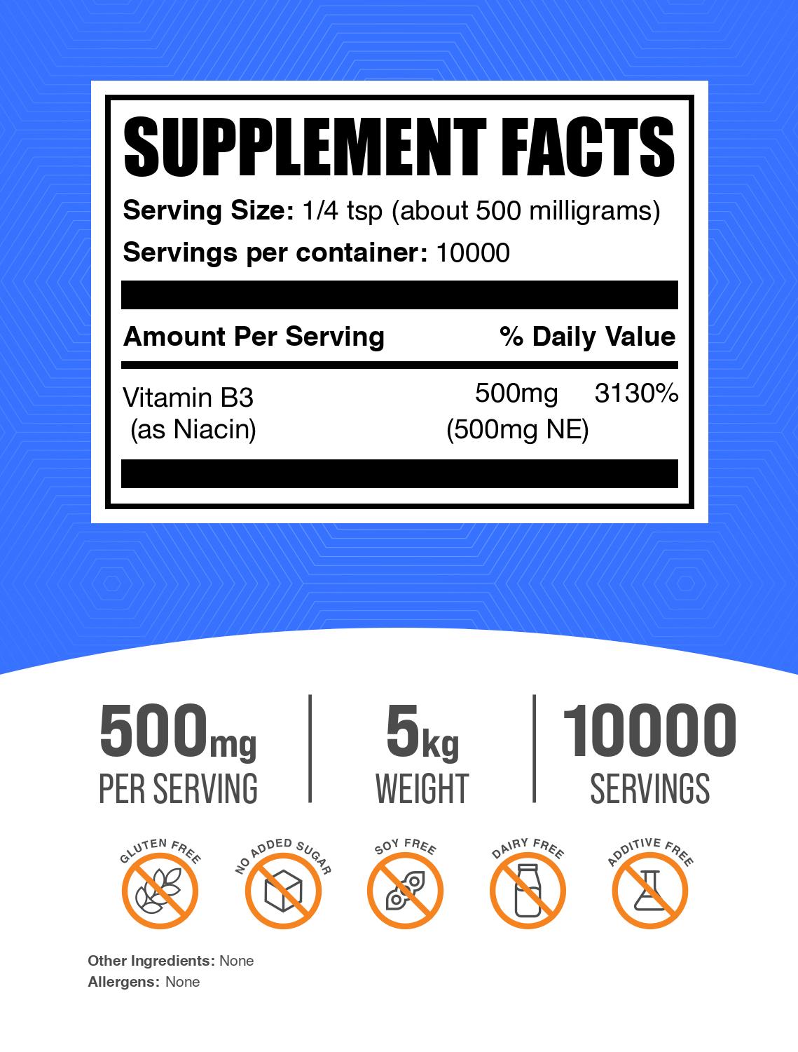 Niacin powder label 5kg