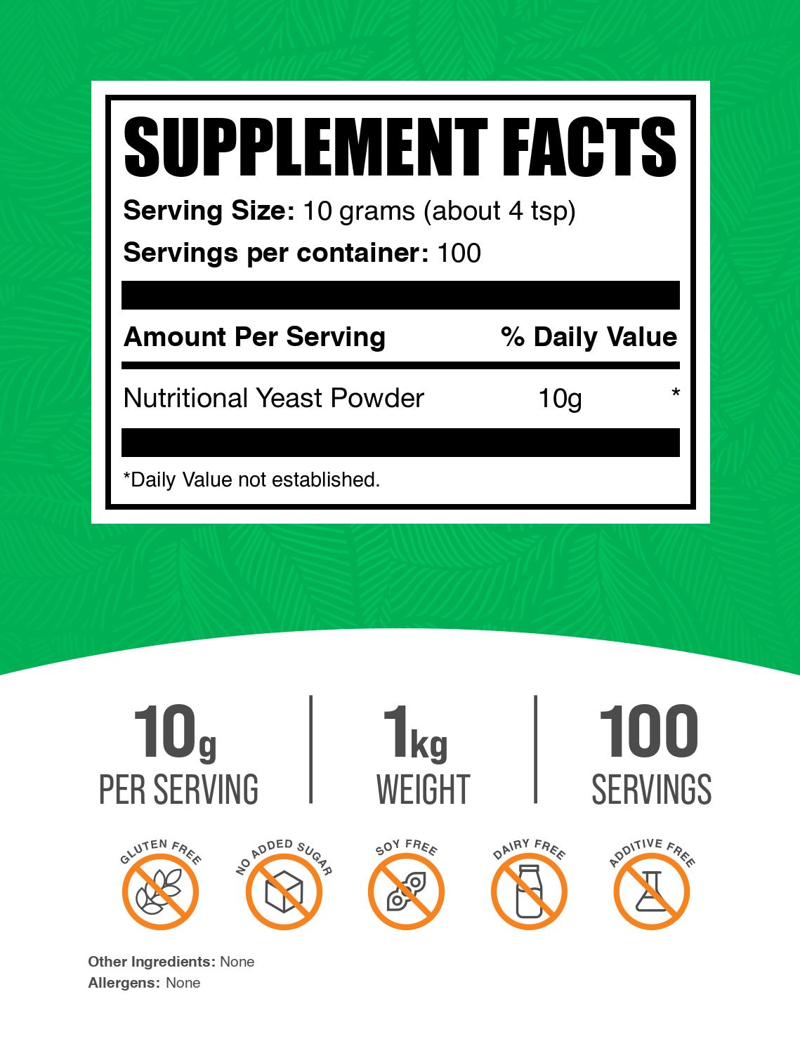 Nutritional Yeast powder label 1kg